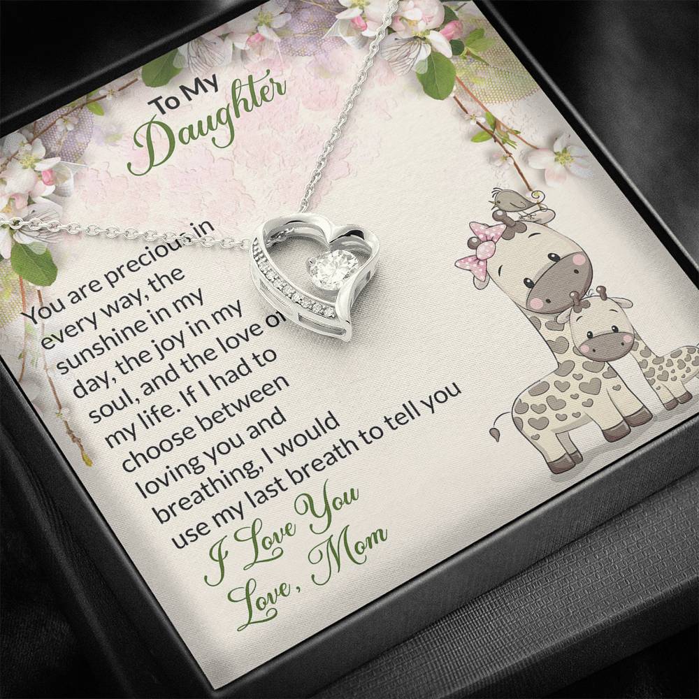 To My Daughter Gift Forever Love Necklace with A Message Card