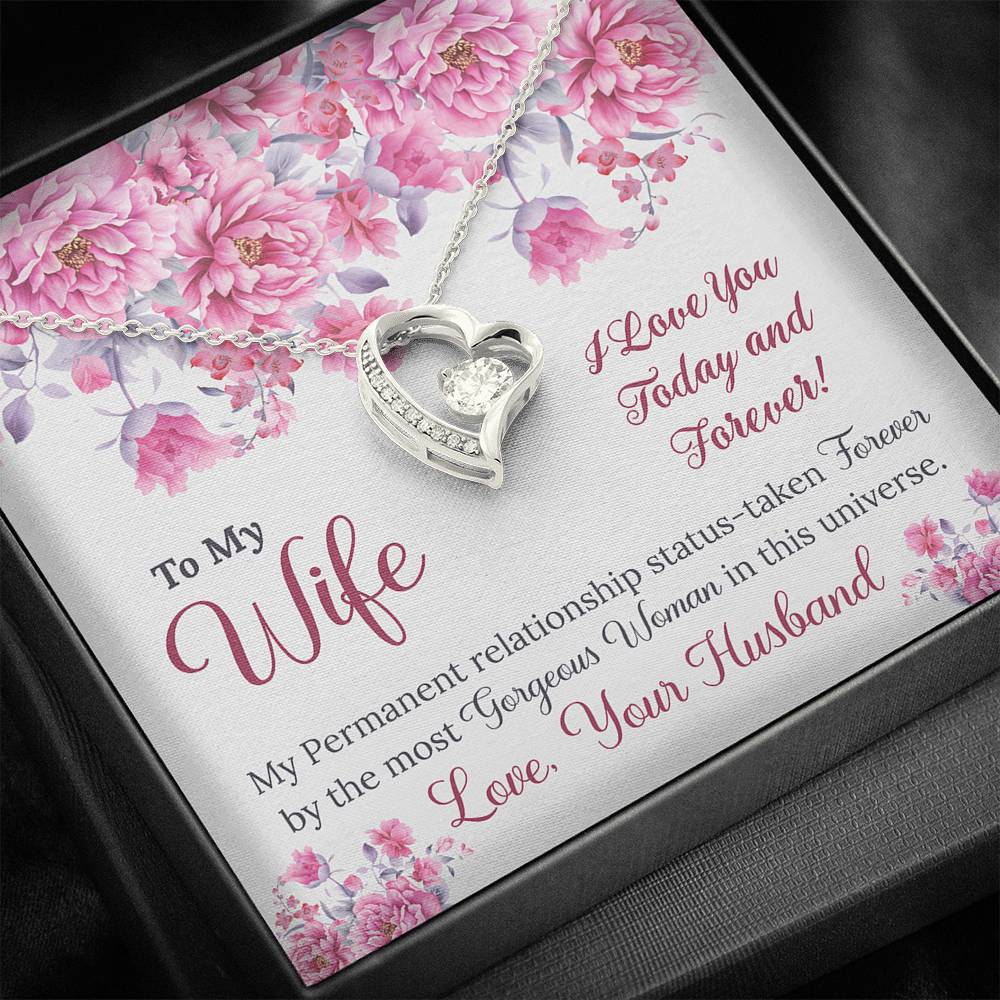 To My Wife Gift Forever Love Necklace with A Message Card