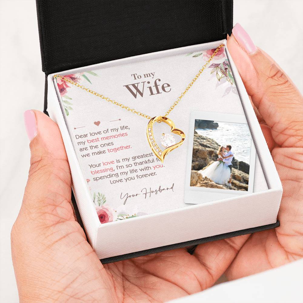 To My Wife, Love of My Life Forever Love Necklace, Gift for Wife, Custom Photo Upload
