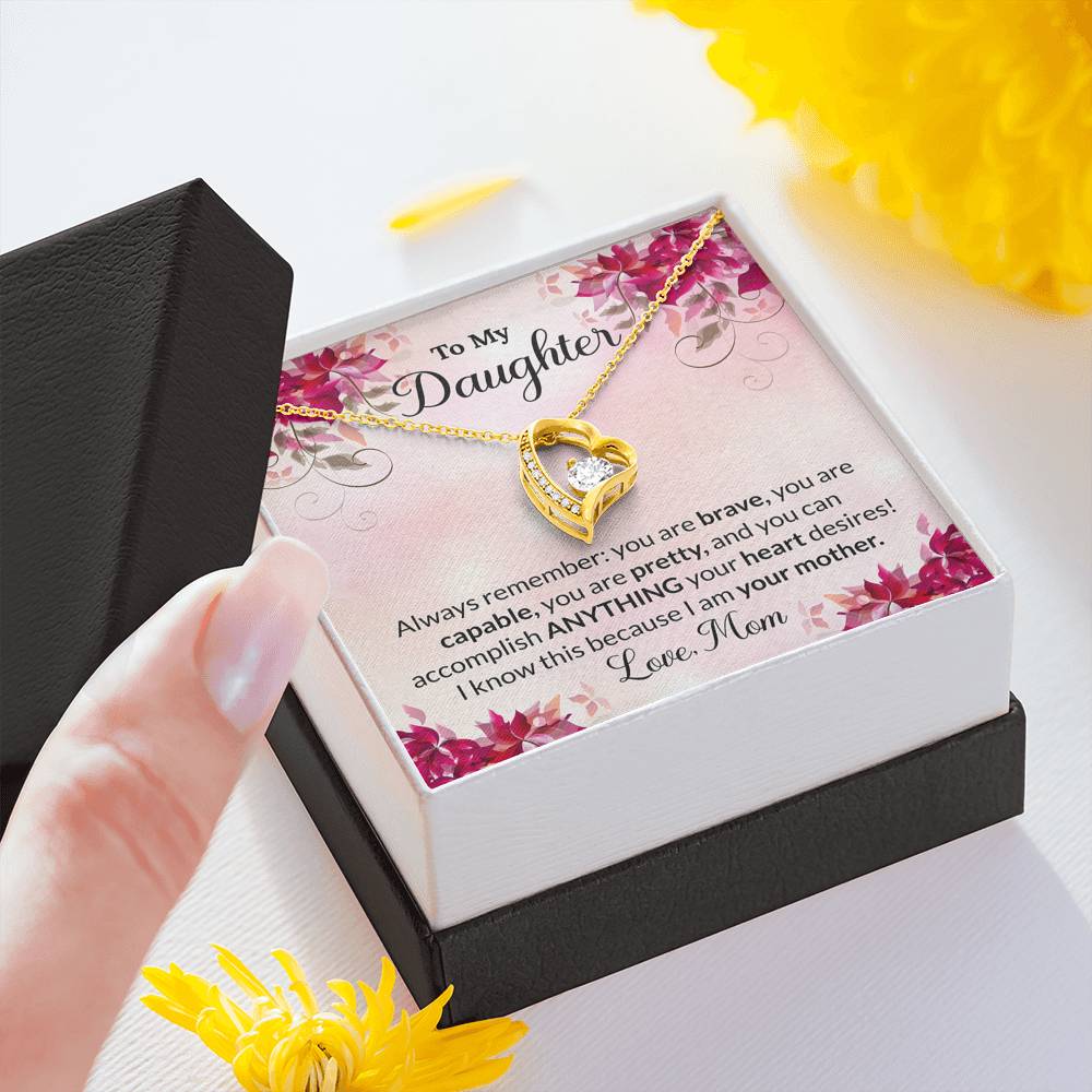 To My Daughter Gift Forever Love Necklace with A Message Card