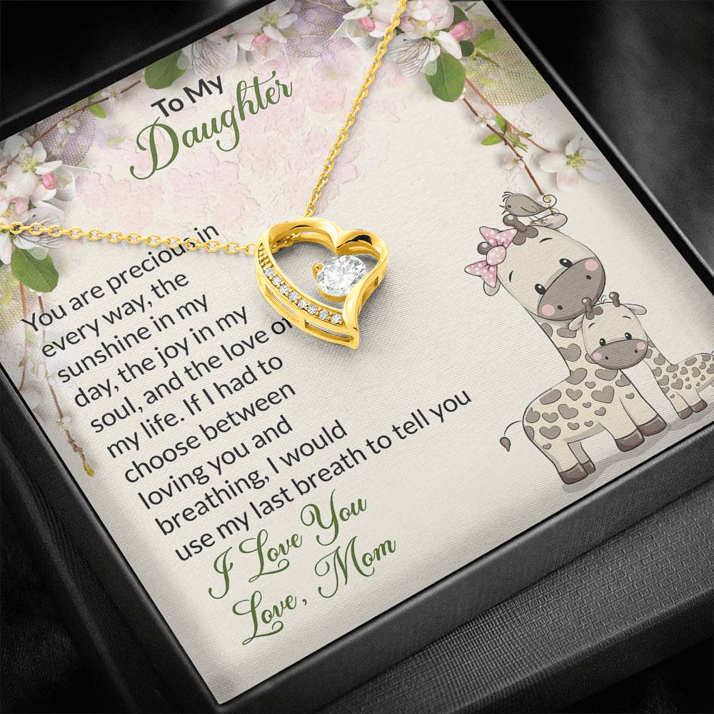 To My Daughter Gift Forever Love Necklace with A Message Card