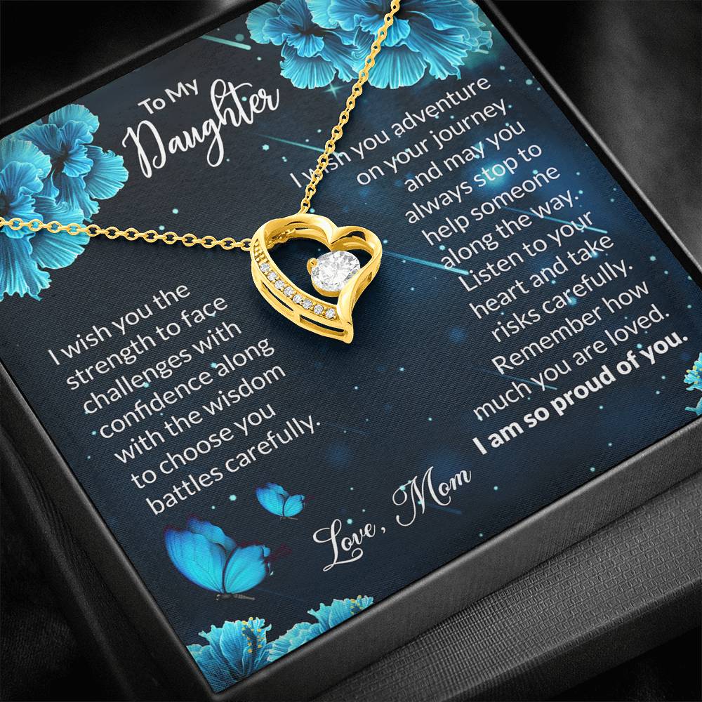 To My Daughter Gift Forever Love Necklace with A Message Card