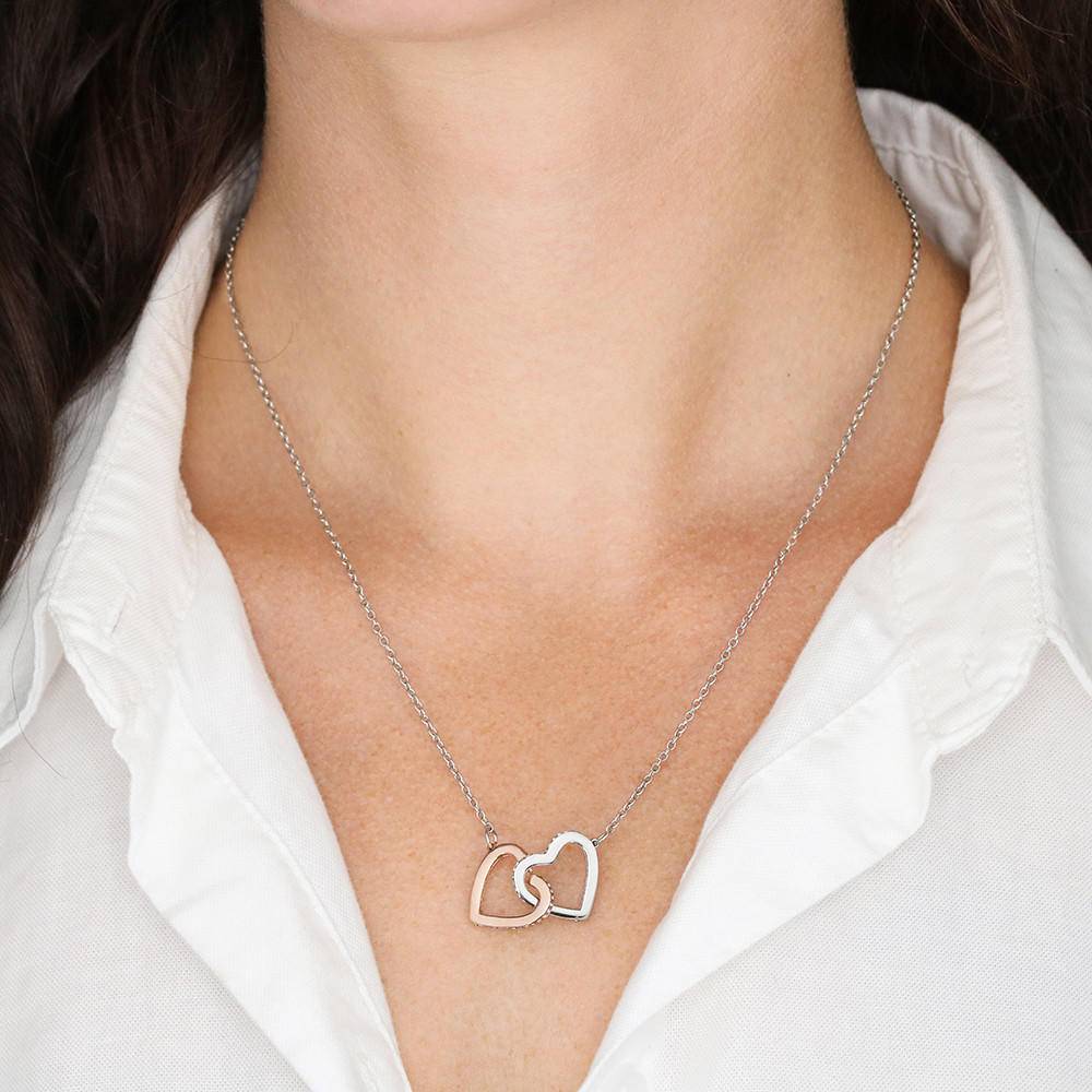 To My Girlfriend, Gift for Her Interlocking Hearts Necklace with a Message Card