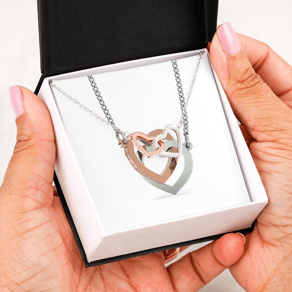 Interlocking Hearts Necklace with a Message Card