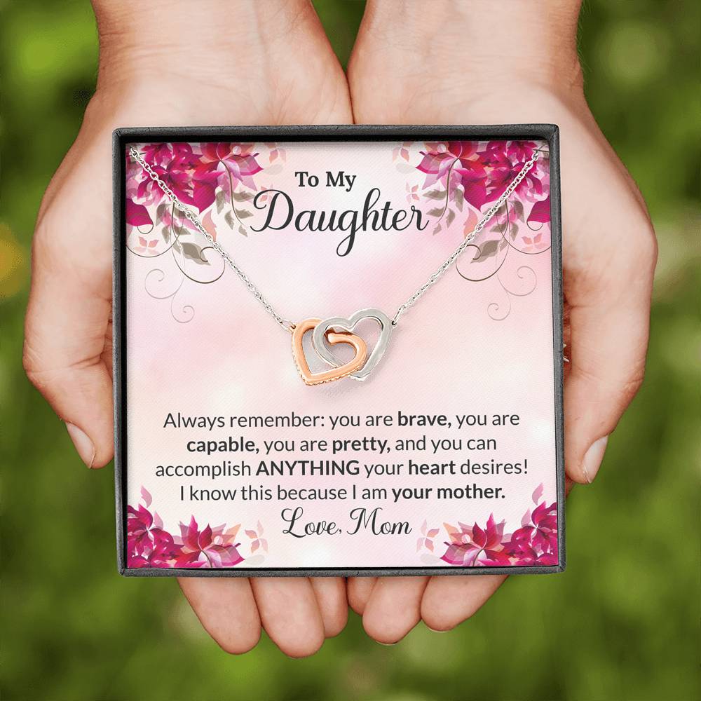 To My Brave Daughter Necklace with a Message Card