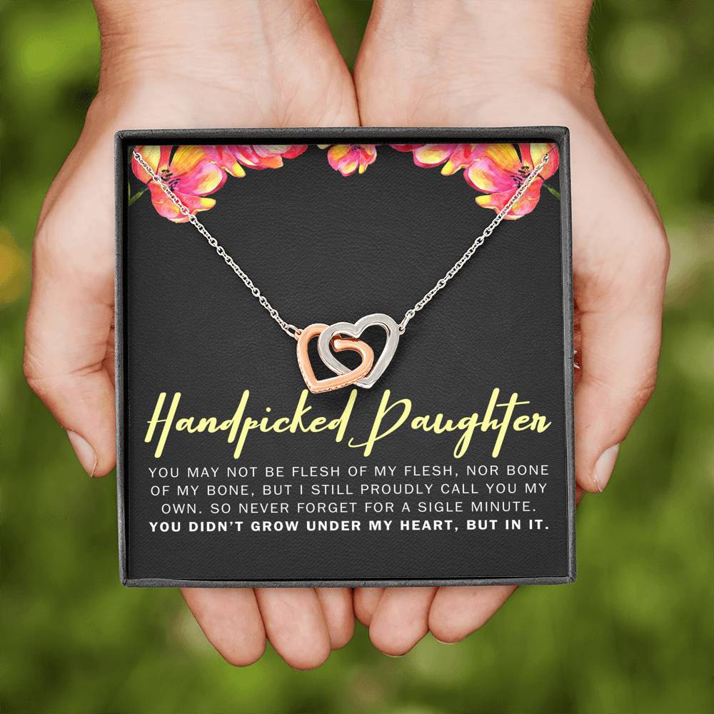 For My Handpicked Daughter • Stepdaughter or Adopted Child Gift Necklace with Message Card