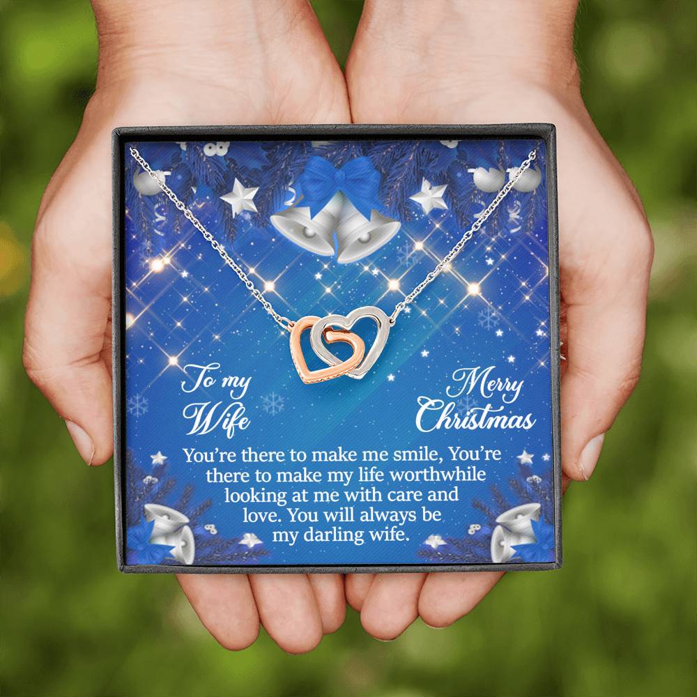 To My Wife Gift Interlocking Hearts Necklace with a Message Card