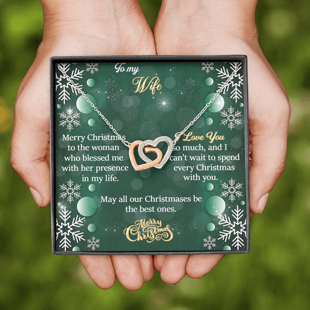 To My Wife Gift Interlocking Hearts Necklace with a Message Card