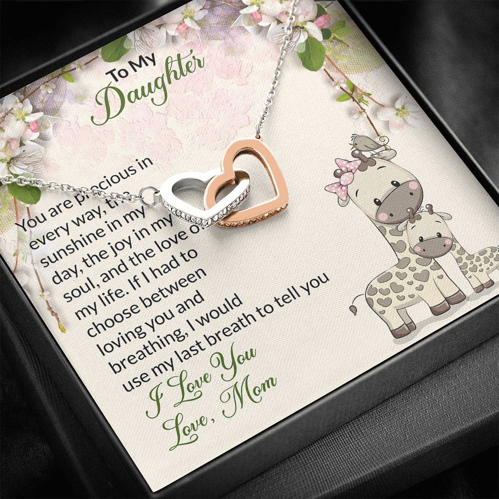 To My Daughter Gift Interlocking Hearts Necklace with a Message Card