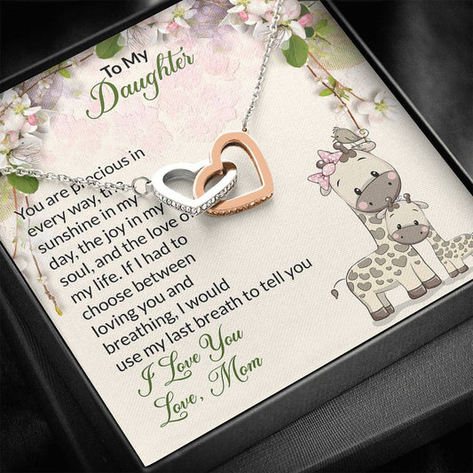 To My Daughter Gift Interlocking Hearts Necklace with a Message Card