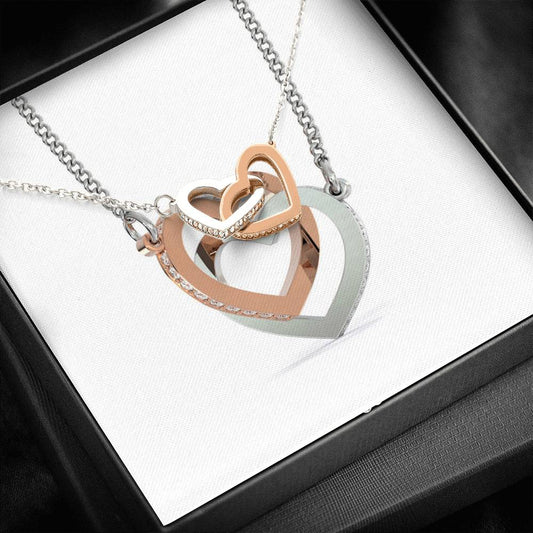 Interlocking Hearts Necklace with a Message Card