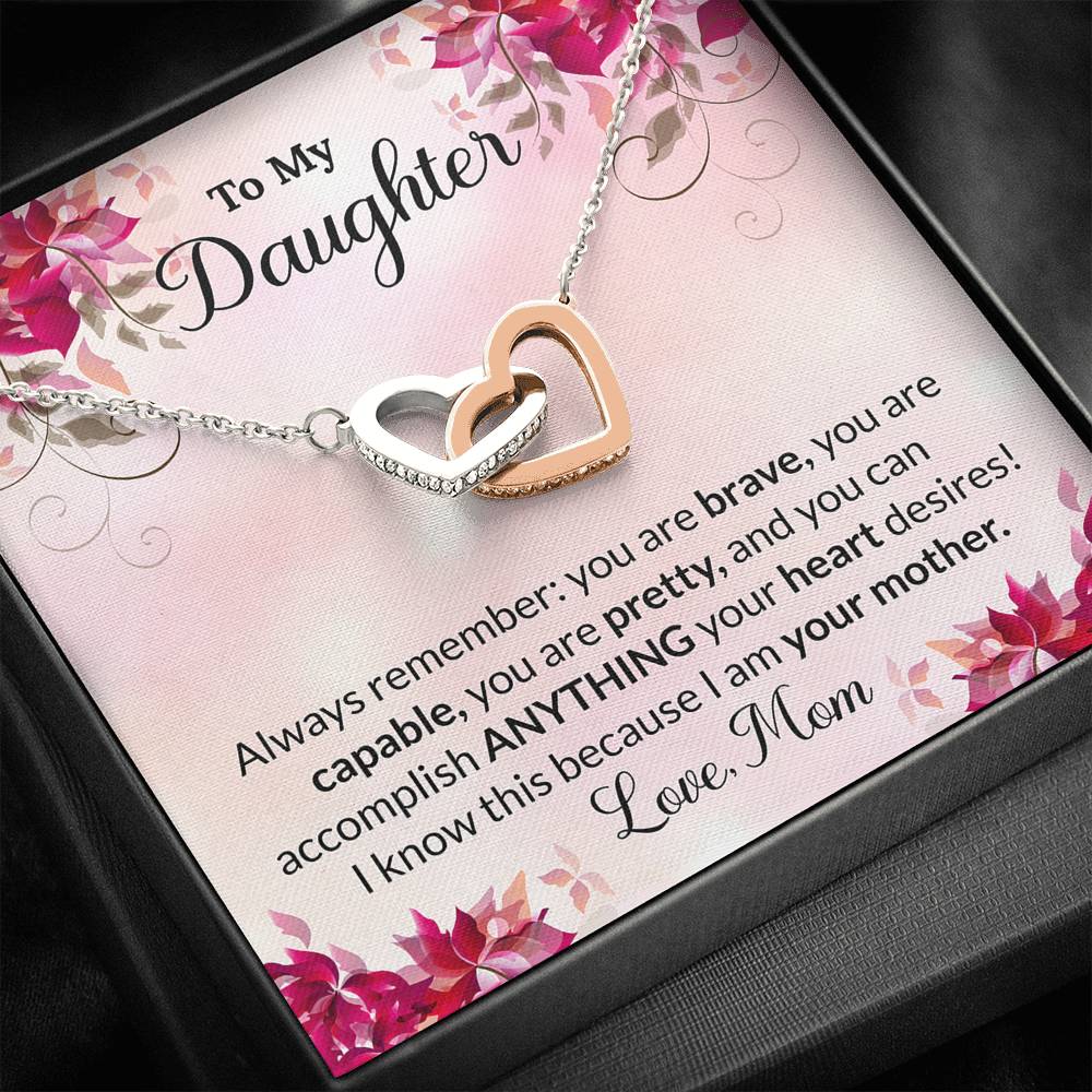 To My Brave Daughter Necklace with a Message Card