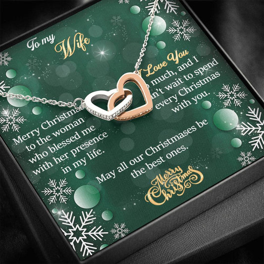 To My Wife Gift Interlocking Hearts Necklace with a Message Card