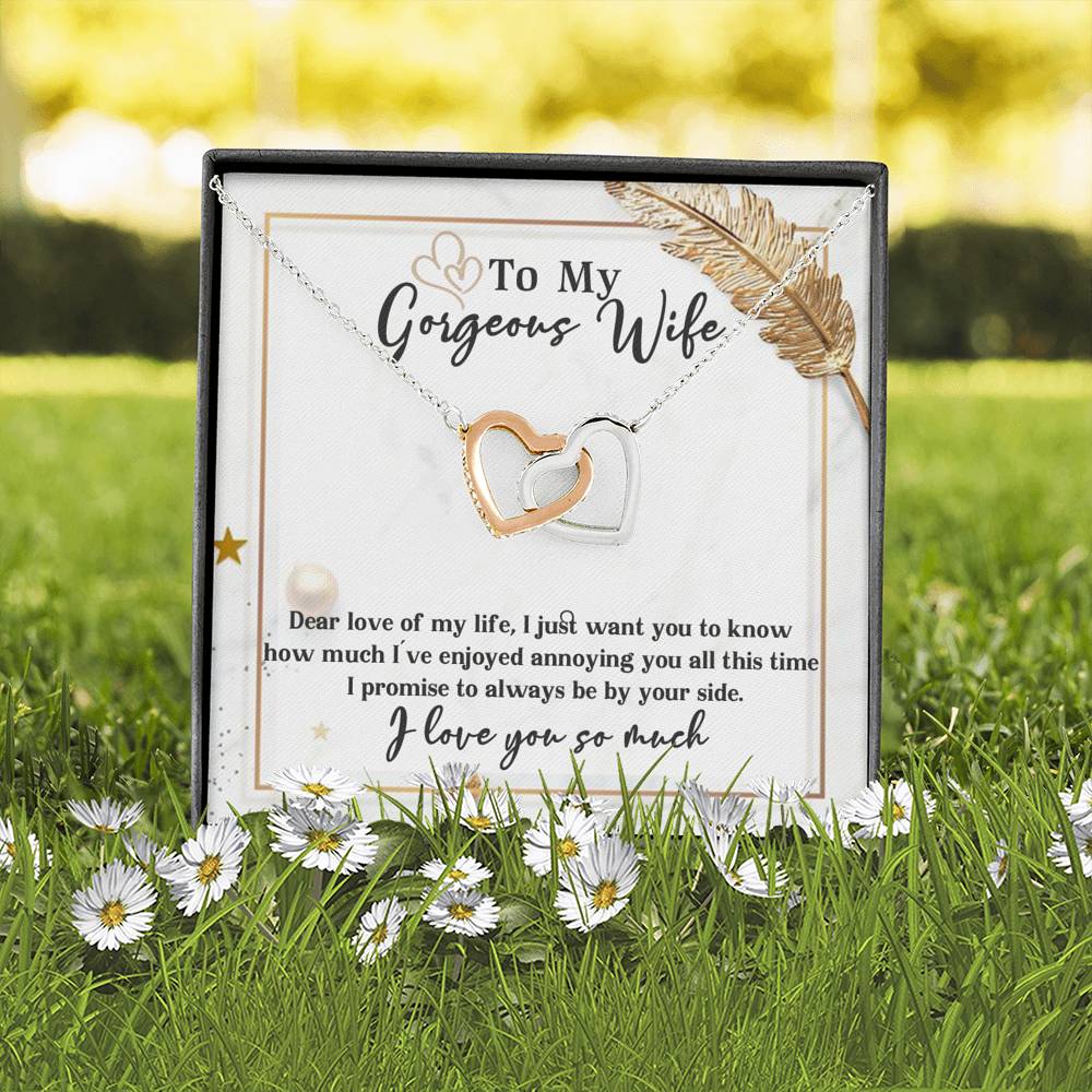 To My Gorgeous Wife Interlocking Hears Necklace, Gift for Wife