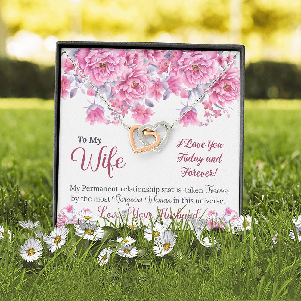To My Wife Gift Interlocking Hearts Necklace with a Message Card