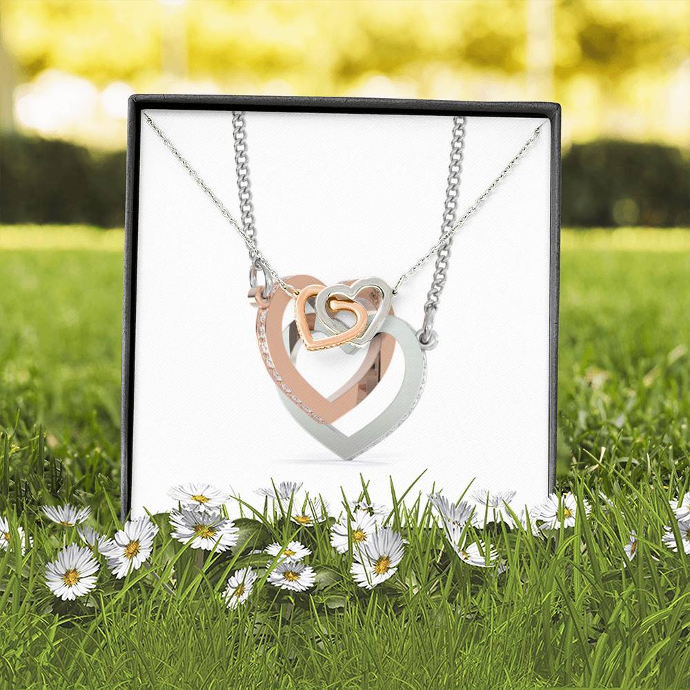 Interlocking Hearts Necklace with a Message Card
