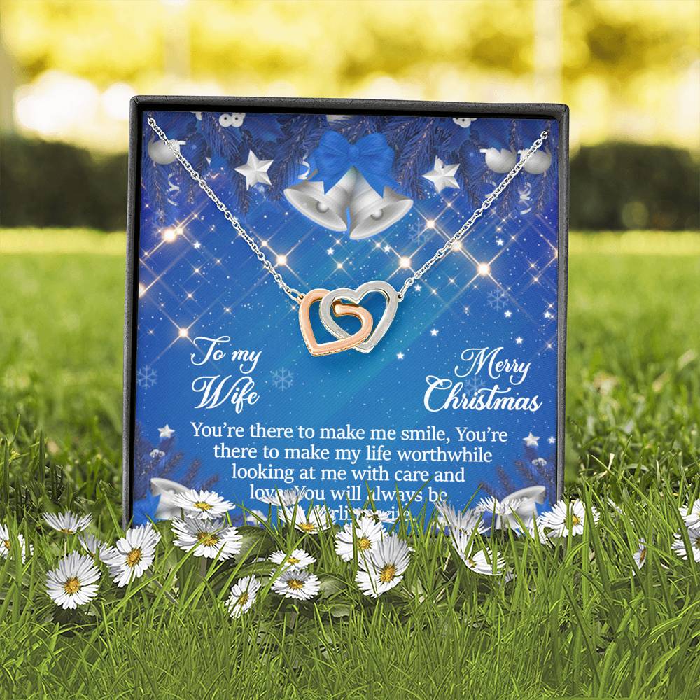 To My Wife Gift Interlocking Hearts Necklace with a Message Card