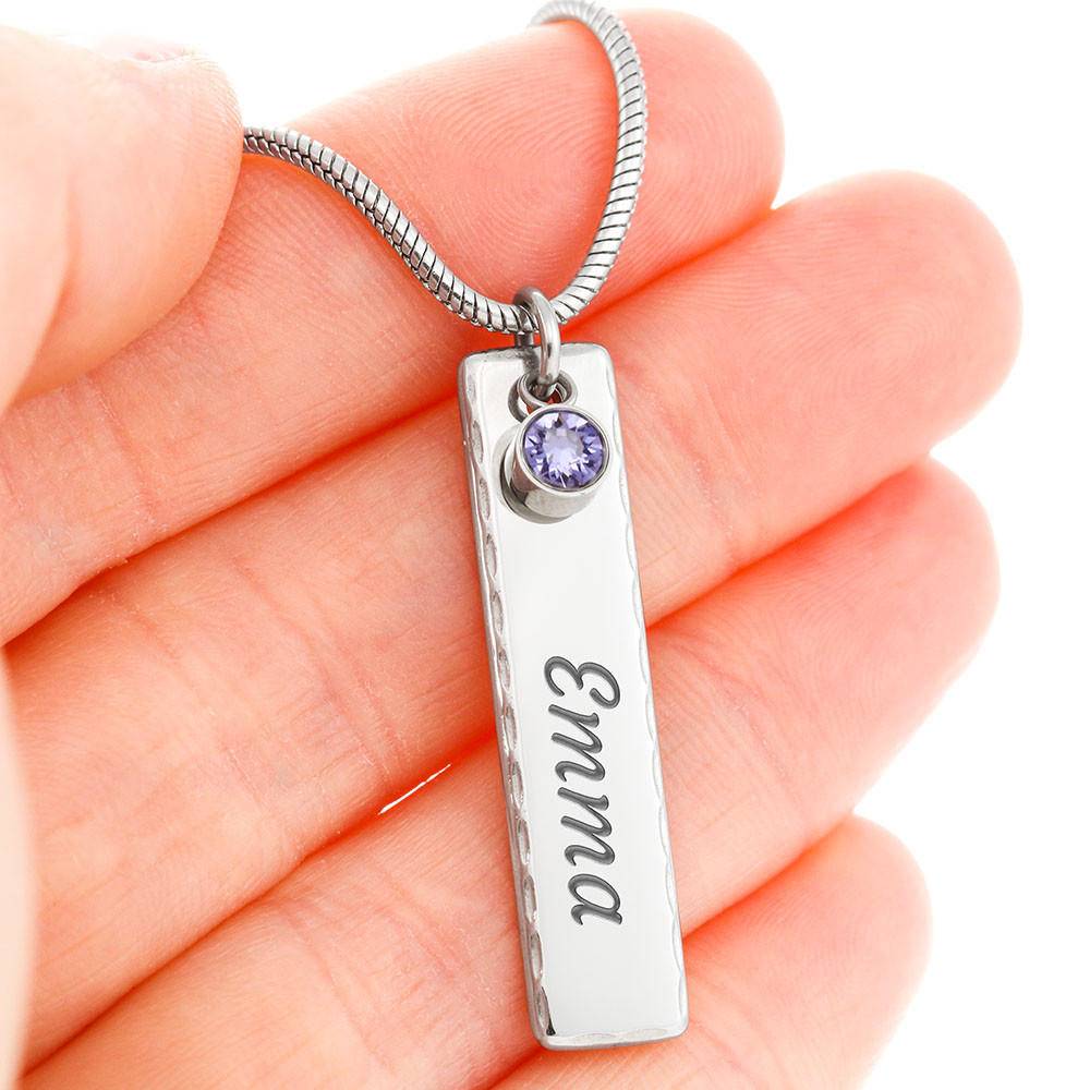 To My Daughter Gift Birthstone Necklace with Name & Message Card
