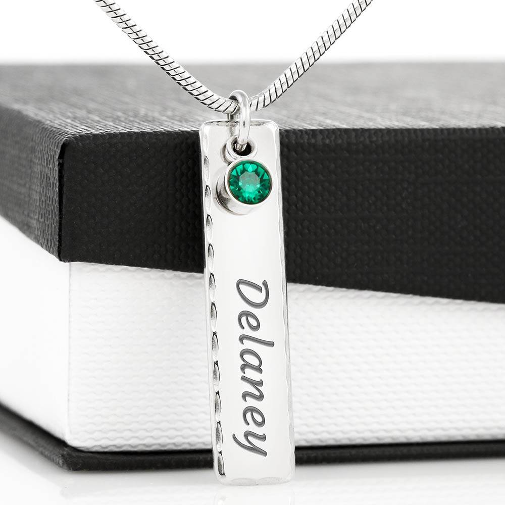To My Daughter Gift Birthstone Necklace with Name & Message Card