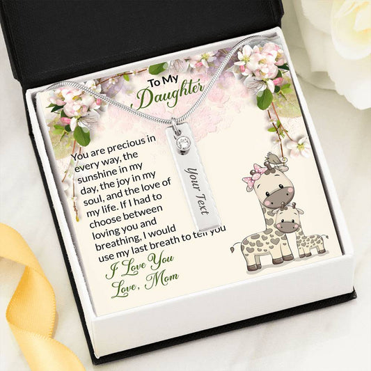 To My Daughter Gift Birthstone Necklace with Name & Message Card