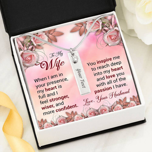 To My Wife Gift Birthstone Necklace with Name & Message Card