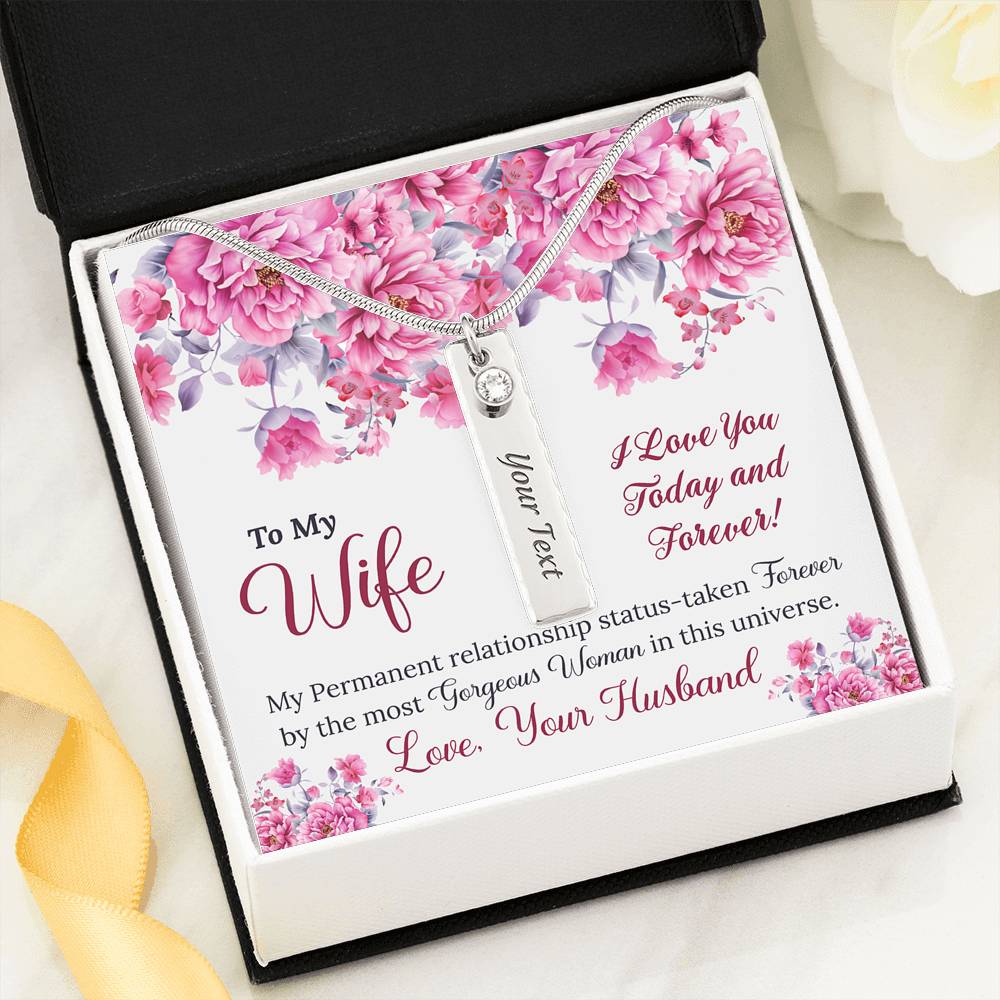 To My Wife Gift Birthstone Necklace with Name & Message Card