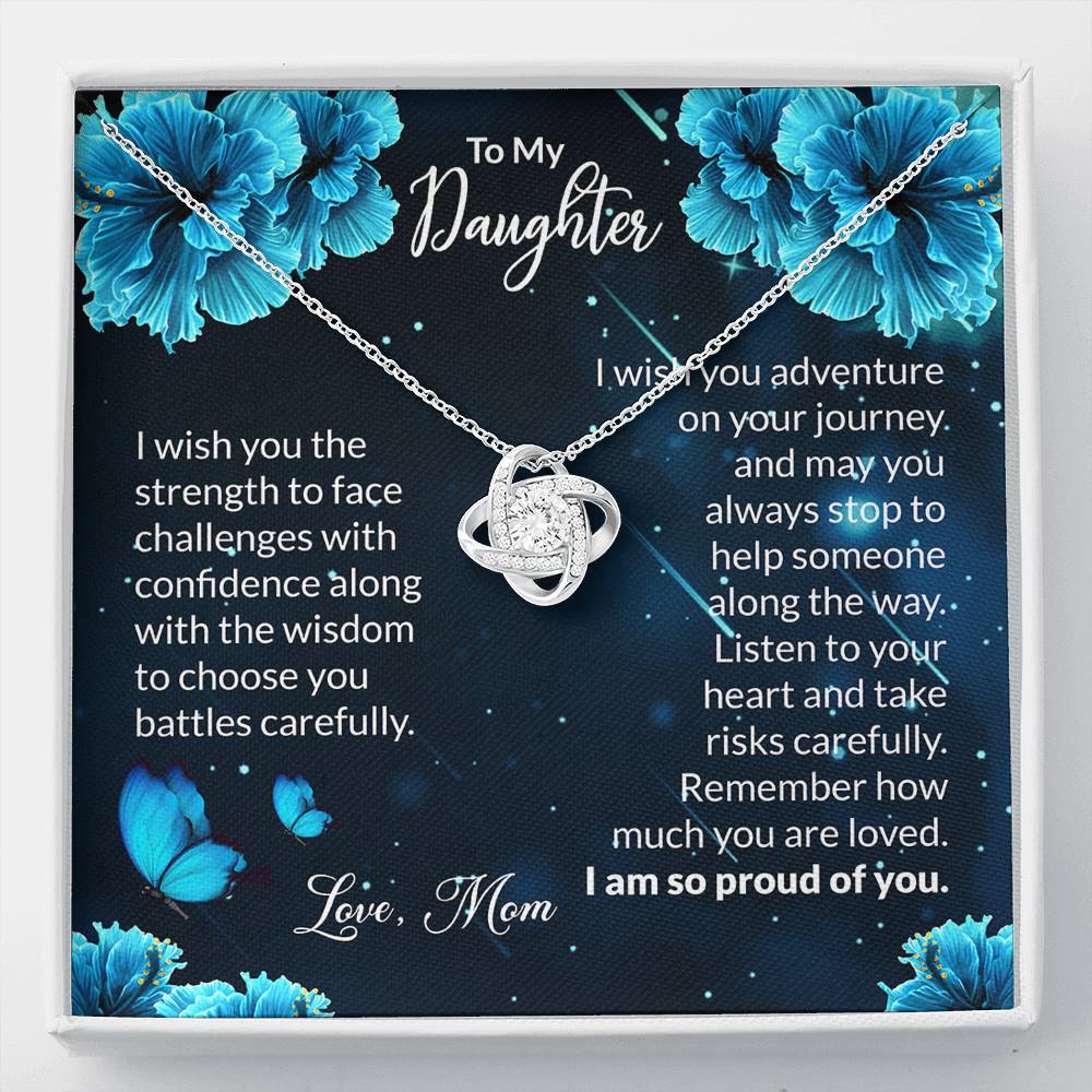 To My Daughter Gift Love Knot Necklace with Message Card