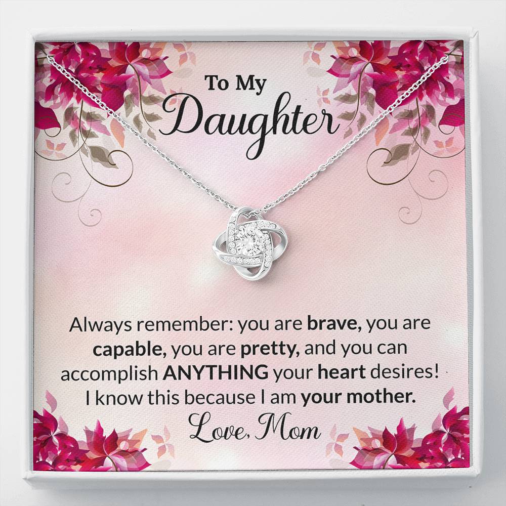 To My Daughter Gift Love Knot Necklace with Message Card
