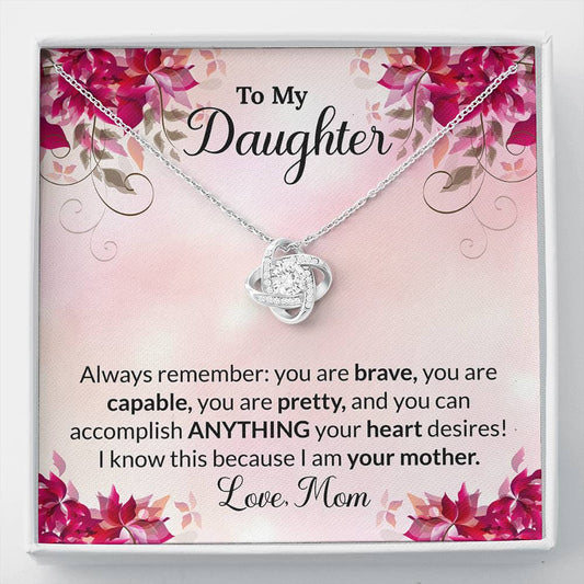 To My Daughter Gift Love Knot Necklace with Message Card