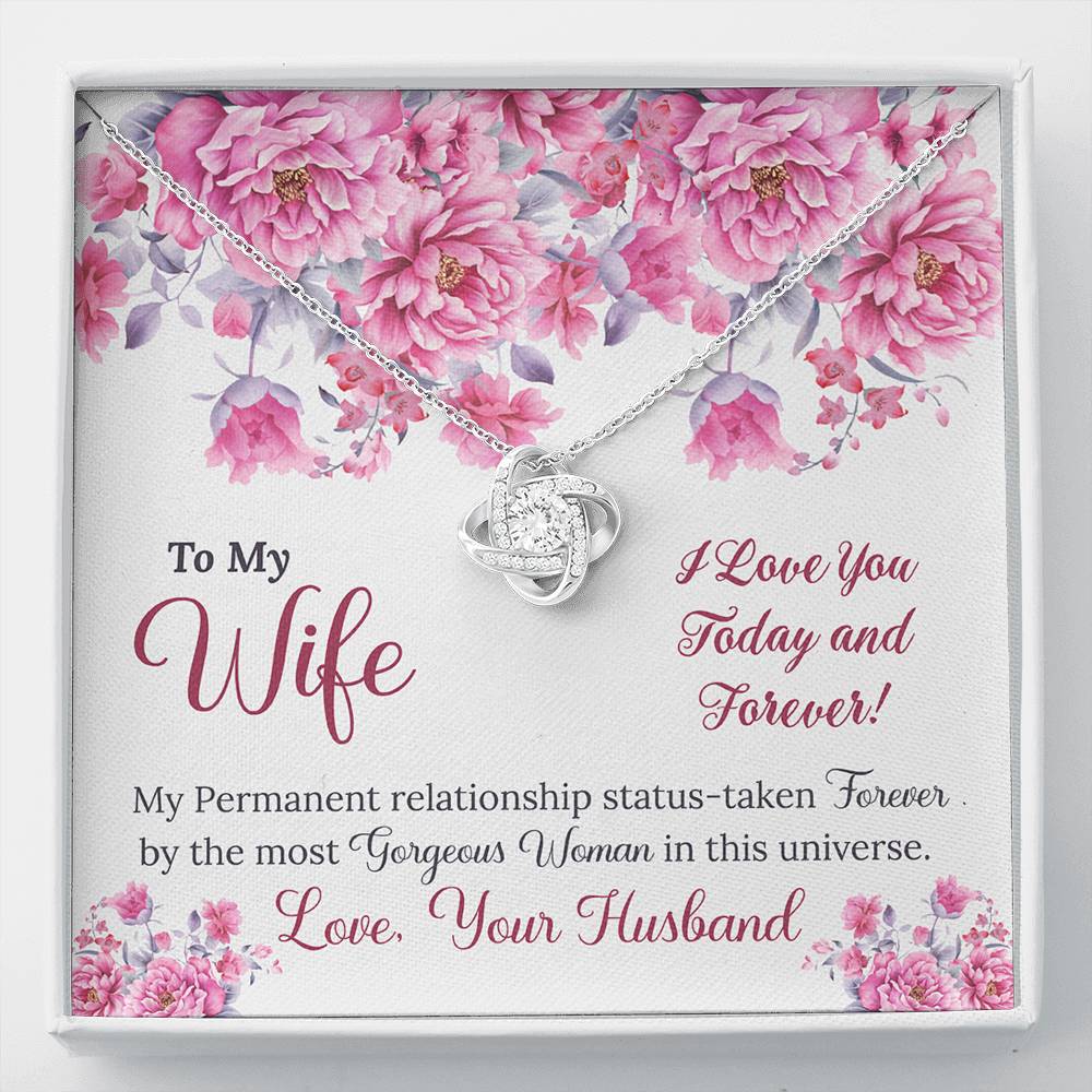 To My Wife Gift Love Knot Necklace with Message Card