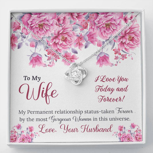 To My Wife Gift Love Knot Necklace with Message Card