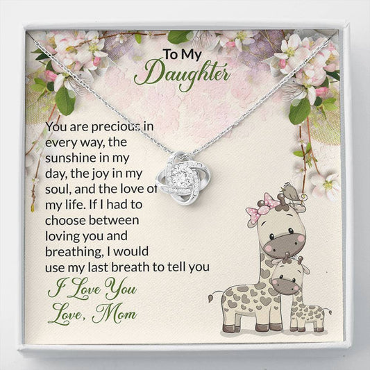 To My Daughter Gift Love Knot Necklace with Message Card