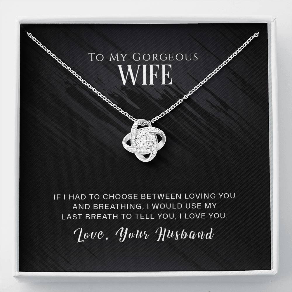 To My Wife, Love Knot Necklace, Gift for Wife