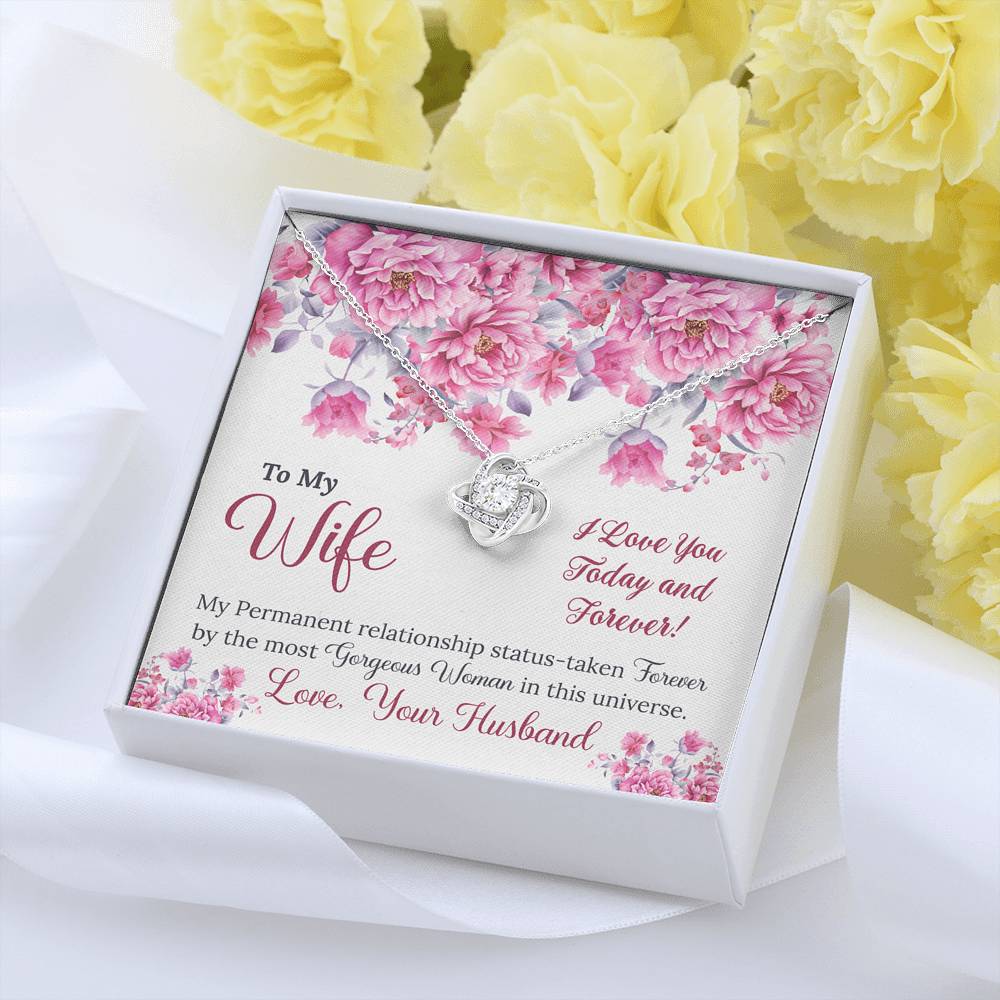 To My Wife Gift Love Knot Necklace with Message Card