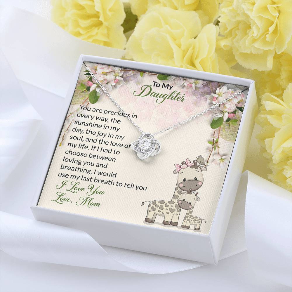 To My Daughter Gift Love Knot Necklace with Message Card