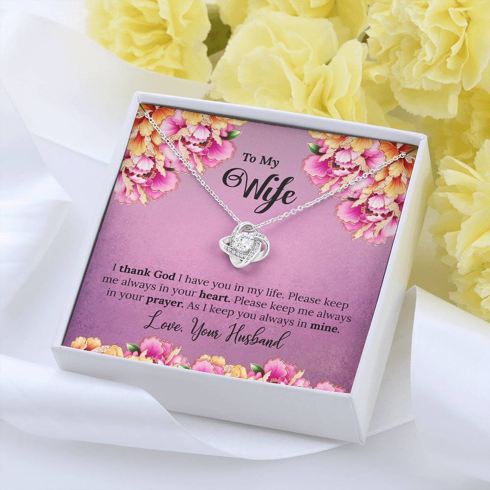 To My Wife Gift Love Knot Necklace with Message Card