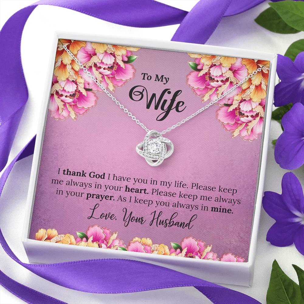 To My Wife Gift Love Knot Necklace with Message Card
