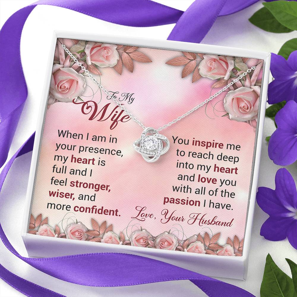 To My Wife Gift Love Knot Necklace with Message Card