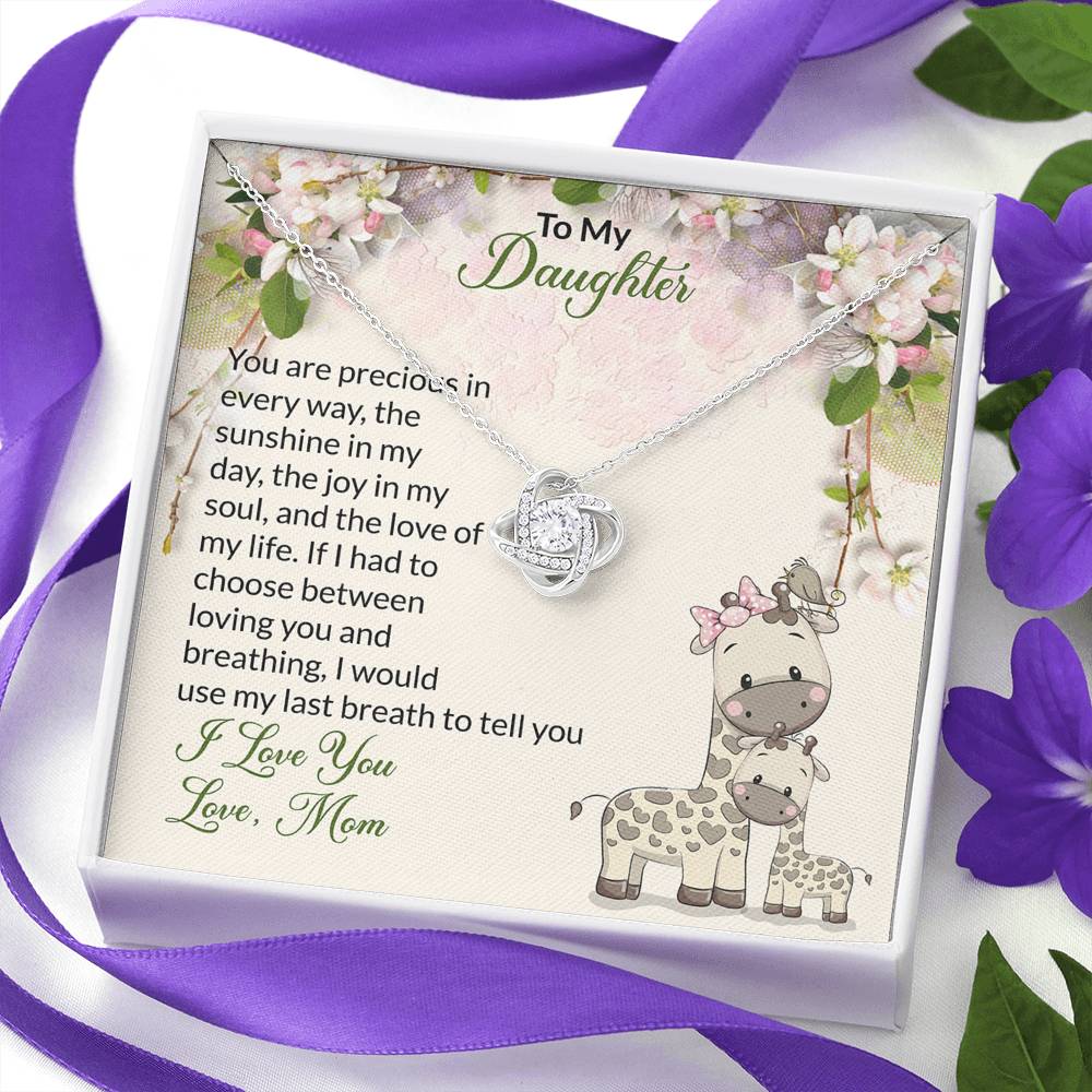 To My Daughter Gift Love Knot Necklace with Message Card