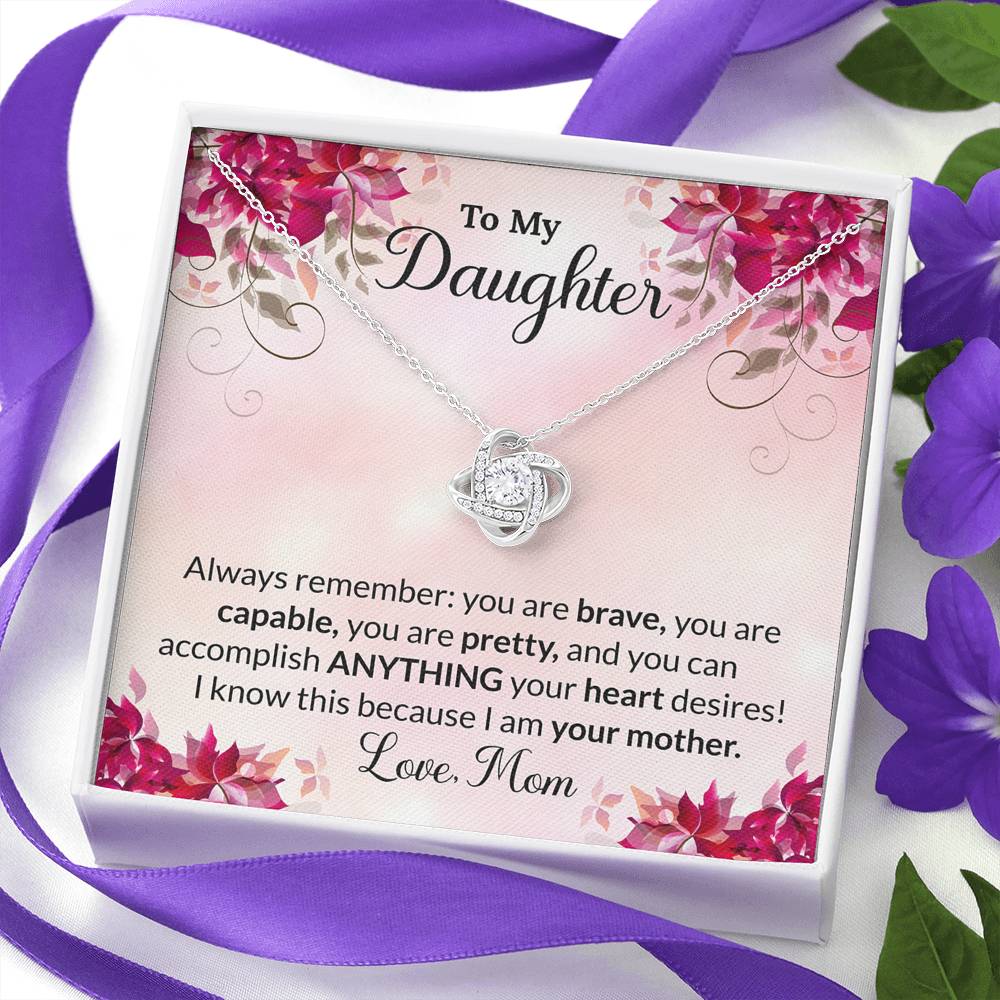 To My Daughter Gift Love Knot Necklace with Message Card