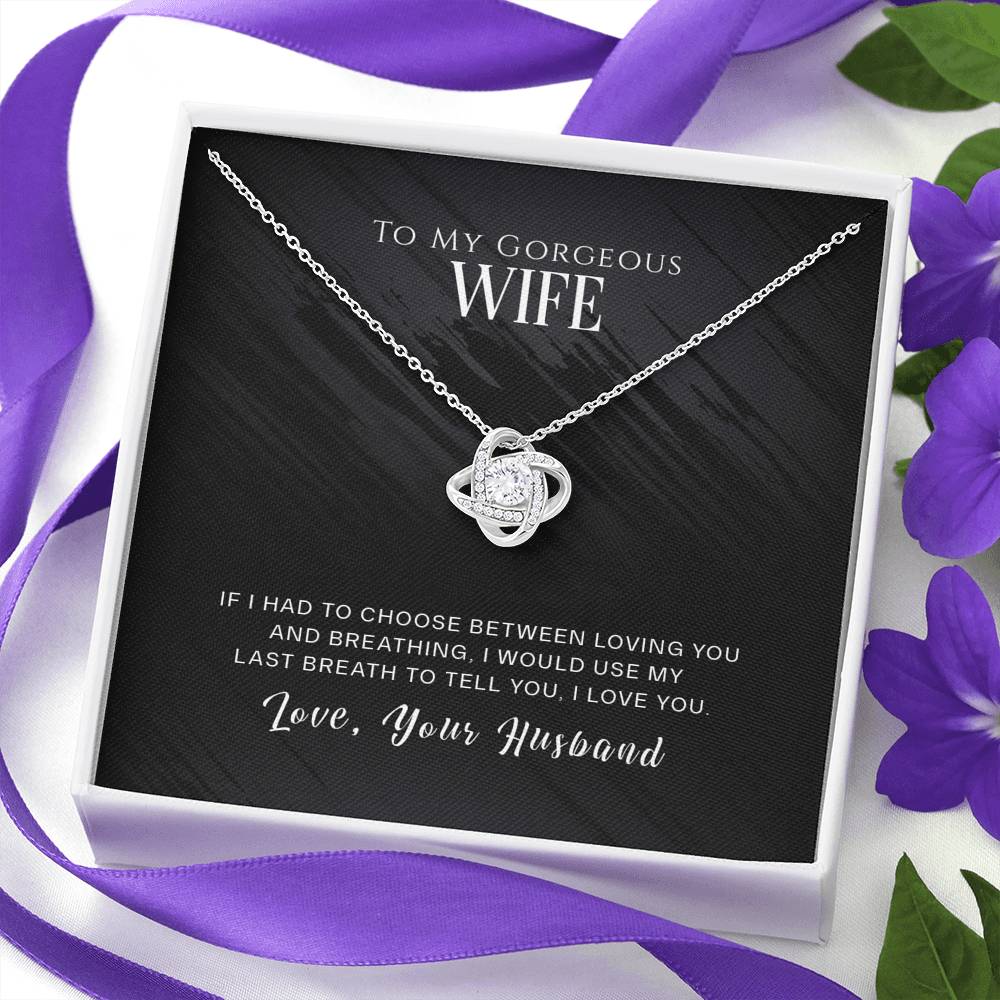 To My Wife, Love Knot Necklace, Gift for Wife