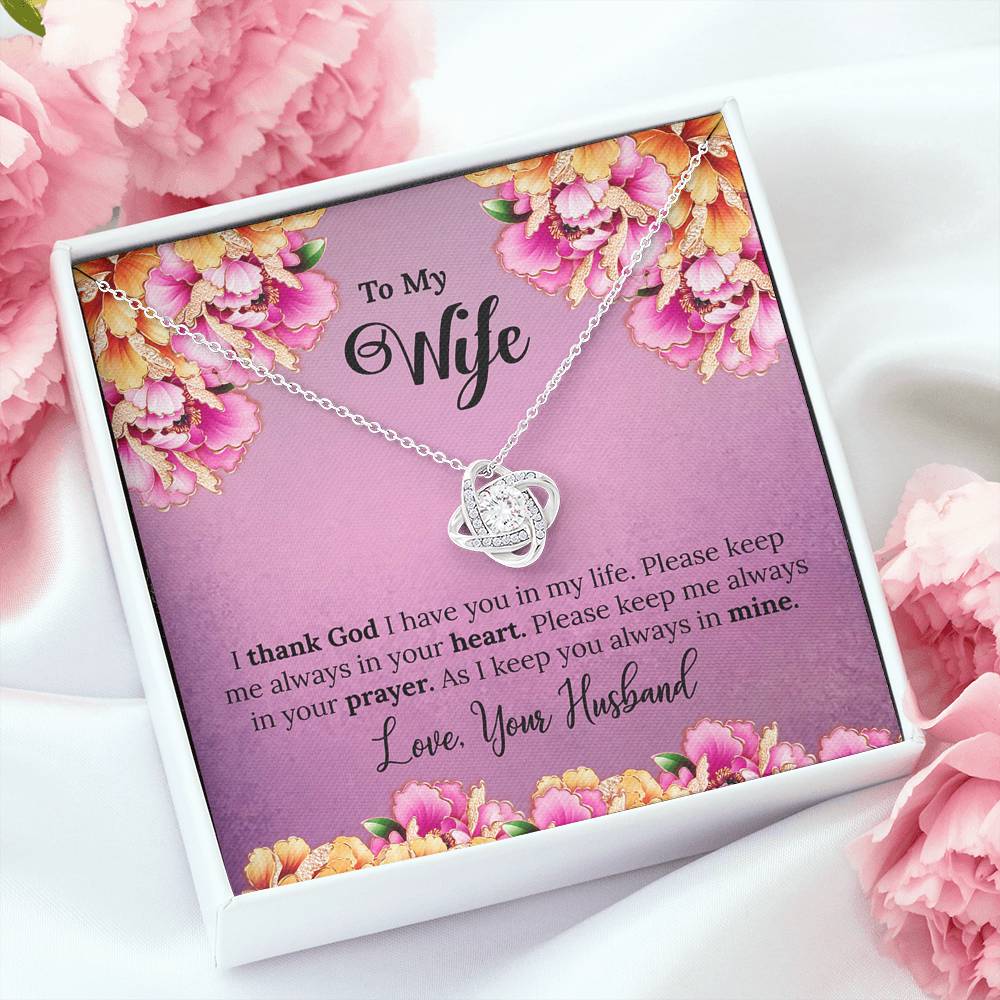 To My Wife Gift Love Knot Necklace with Message Card