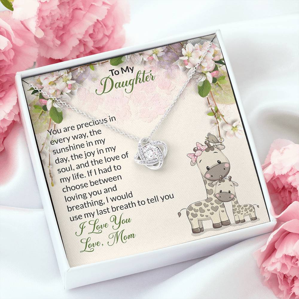To My Daughter Gift Love Knot Necklace with Message Card