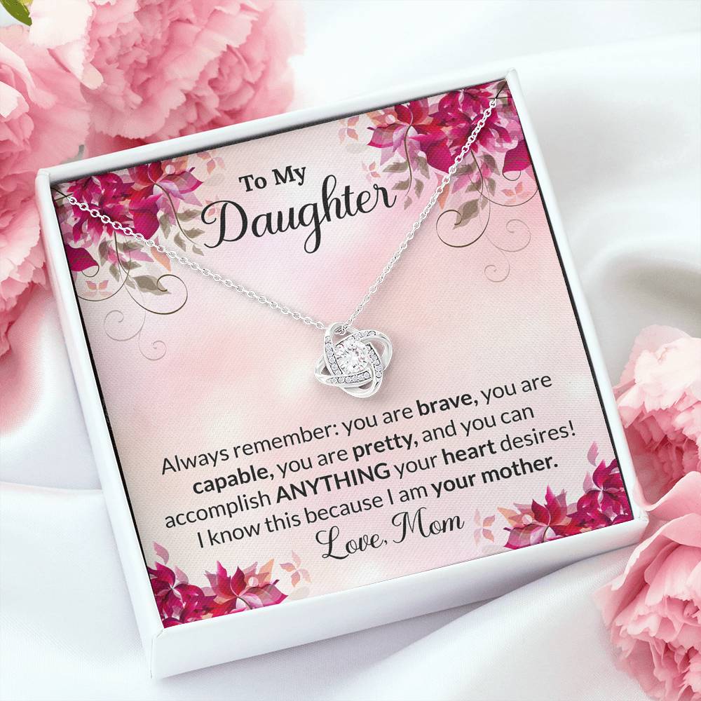 To My Daughter Gift Love Knot Necklace with Message Card