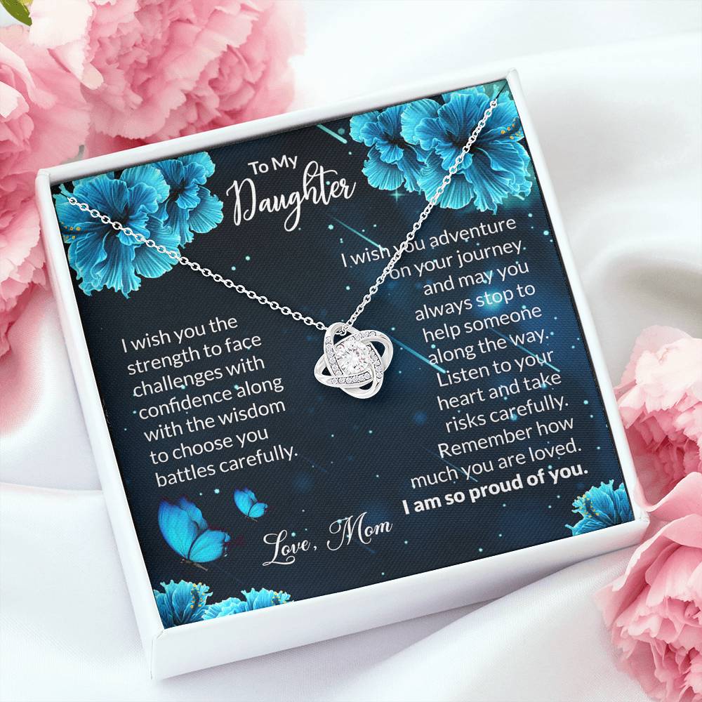 To My Daughter Gift Love Knot Necklace with Message Card