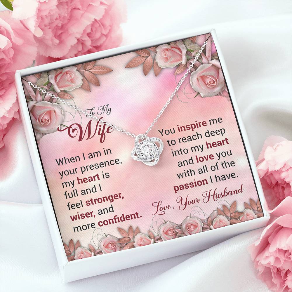 To My Wife Gift Love Knot Necklace with Message Card