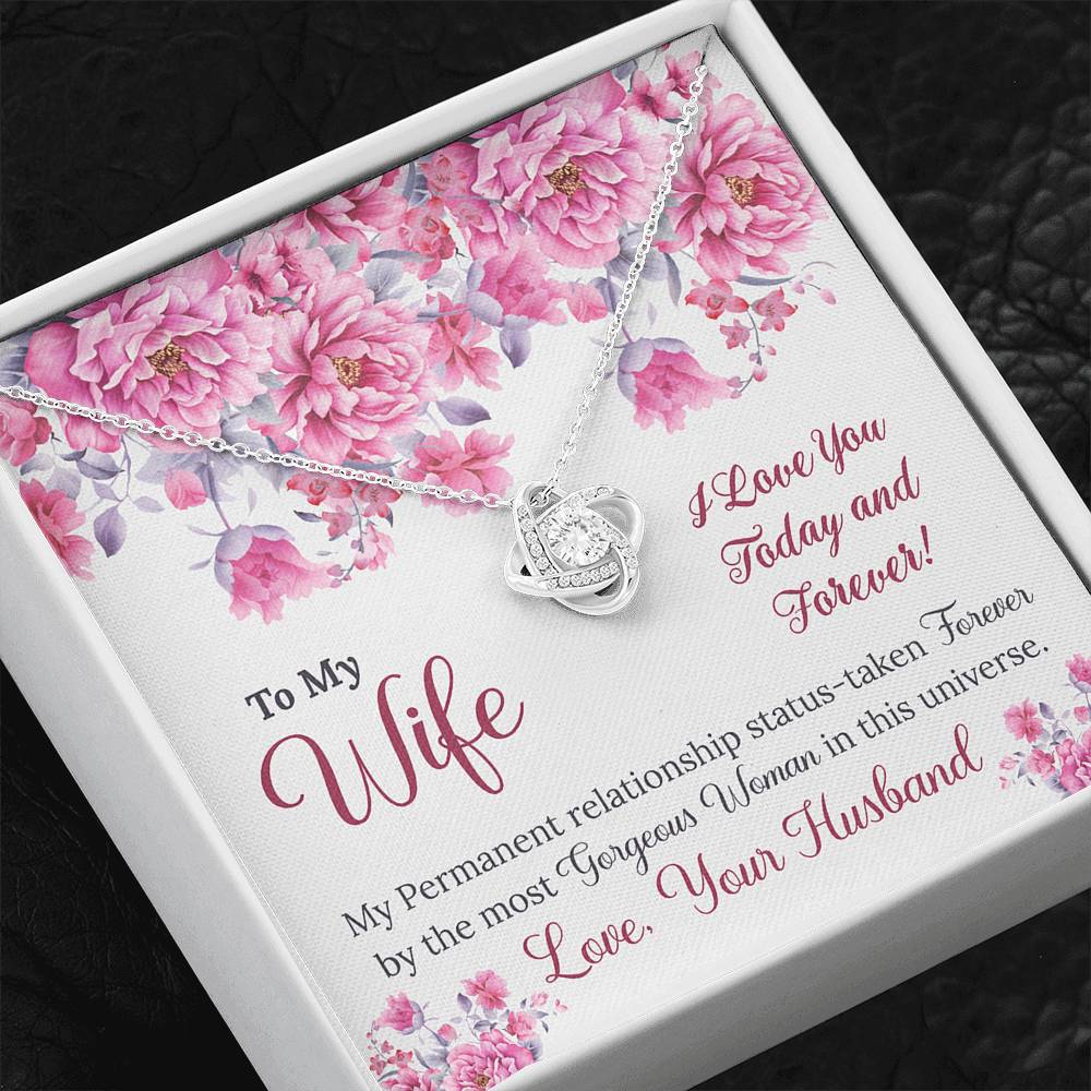 To My Wife Gift Love Knot Necklace with Message Card