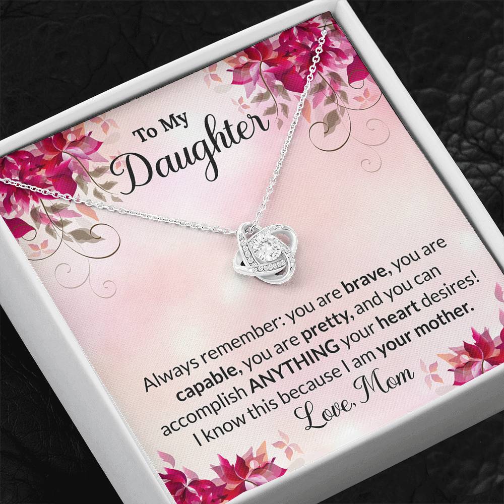 To My Daughter Gift Love Knot Necklace with Message Card