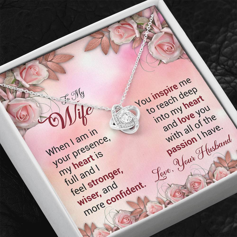 To My Wife Gift Love Knot Necklace with Message Card
