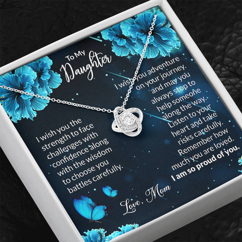 To My Daughter Gift Love Knot Necklace with Message Card